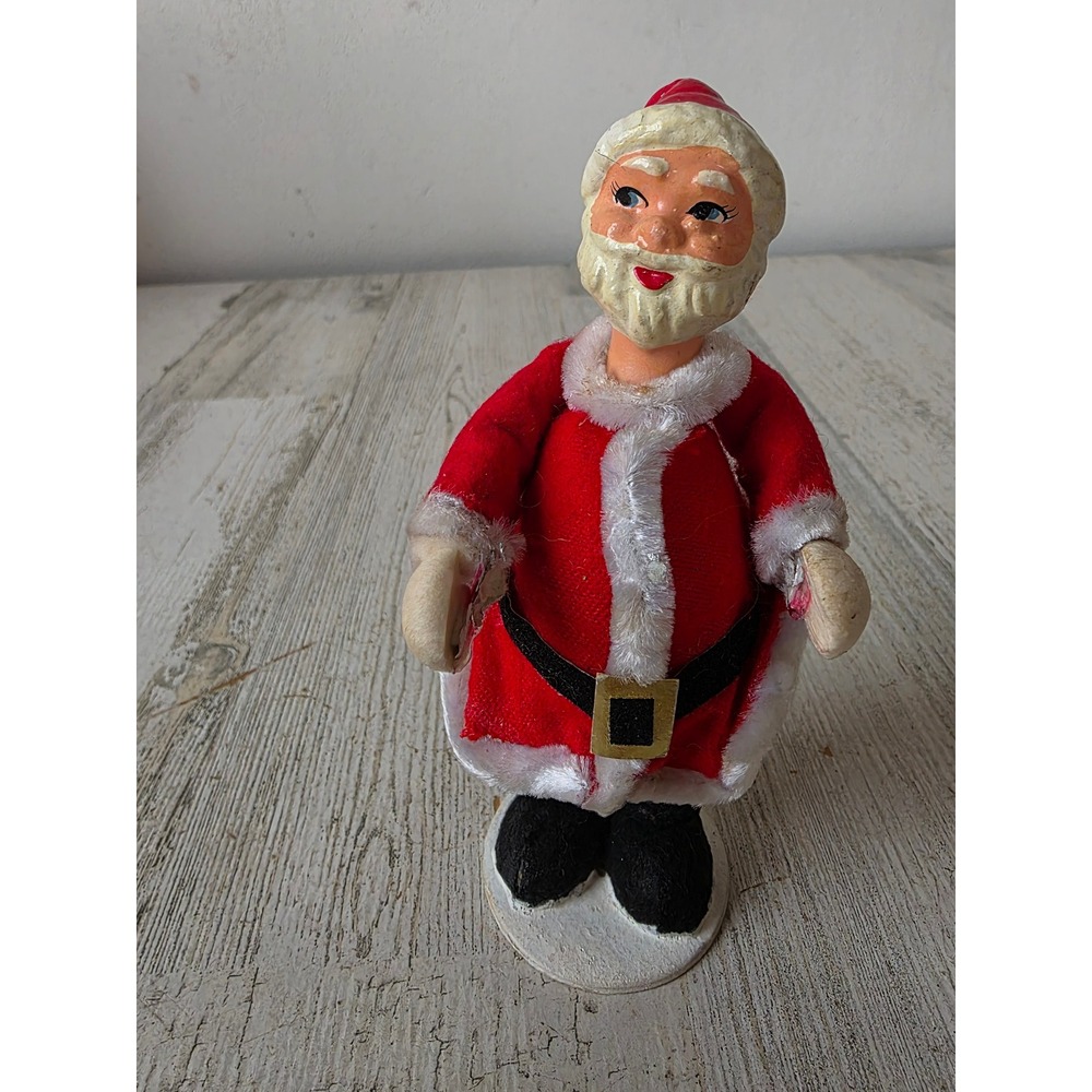 Vintage Japan Santa figurine felt statue Xmas tree